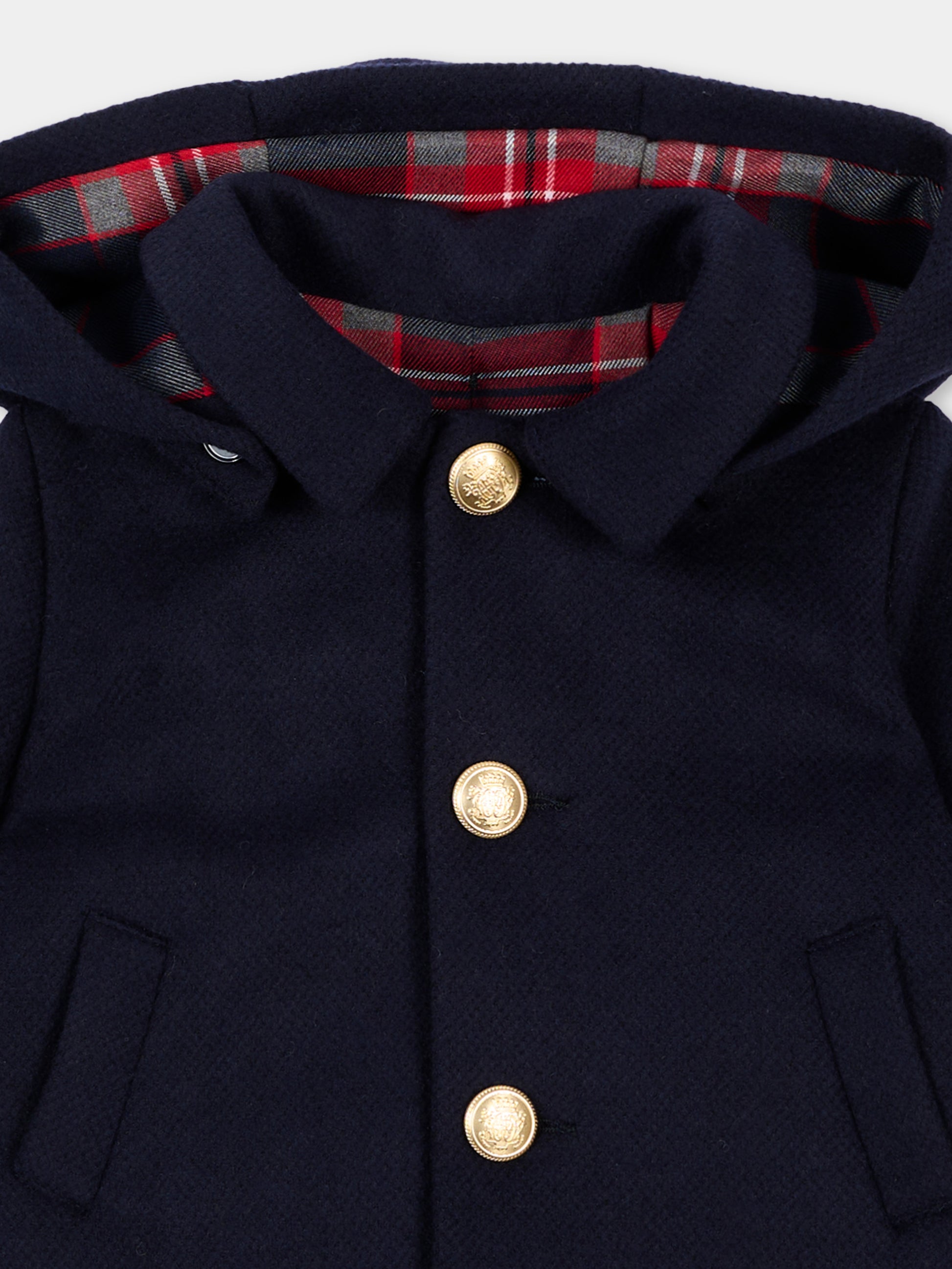 Cappotto blu per neonato con cappuccio,Colorichiari,MN118827 3030 60