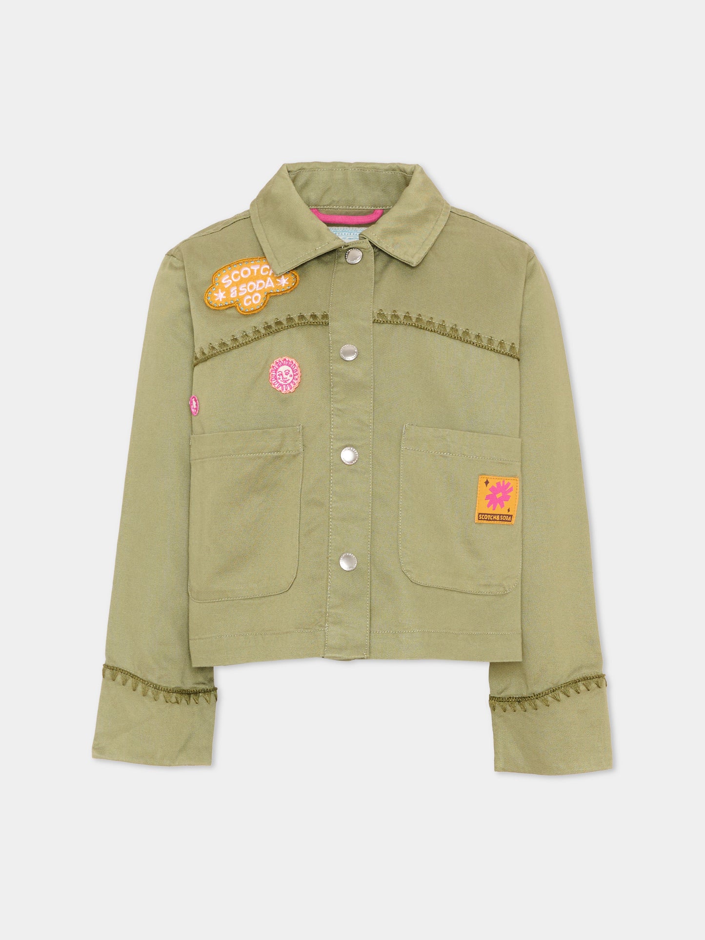 Giacca verde per bambina con patch,Scotch&soda,182034 300