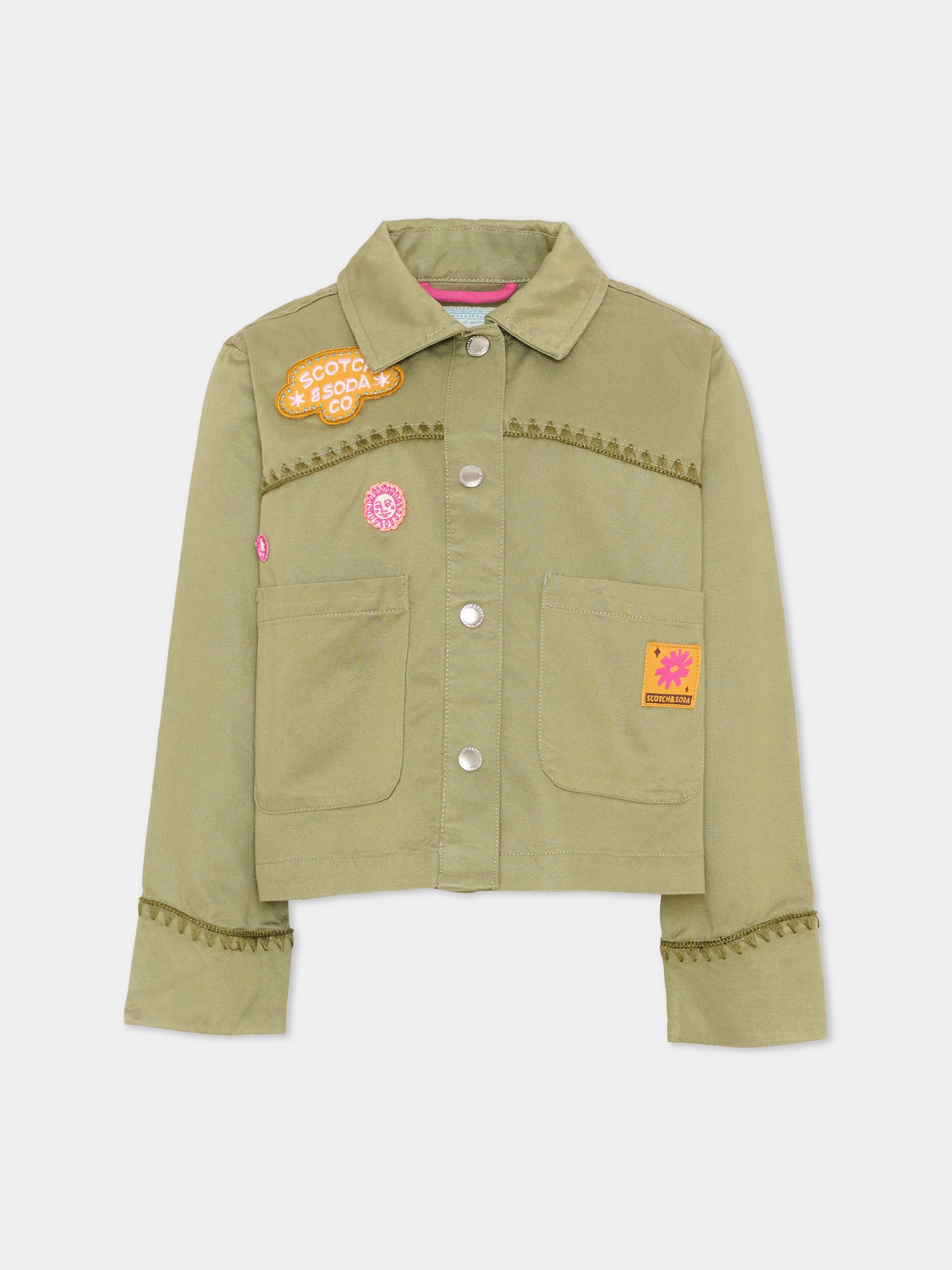 Giacca verde per bambina con patch,Scotch&soda,182034 300