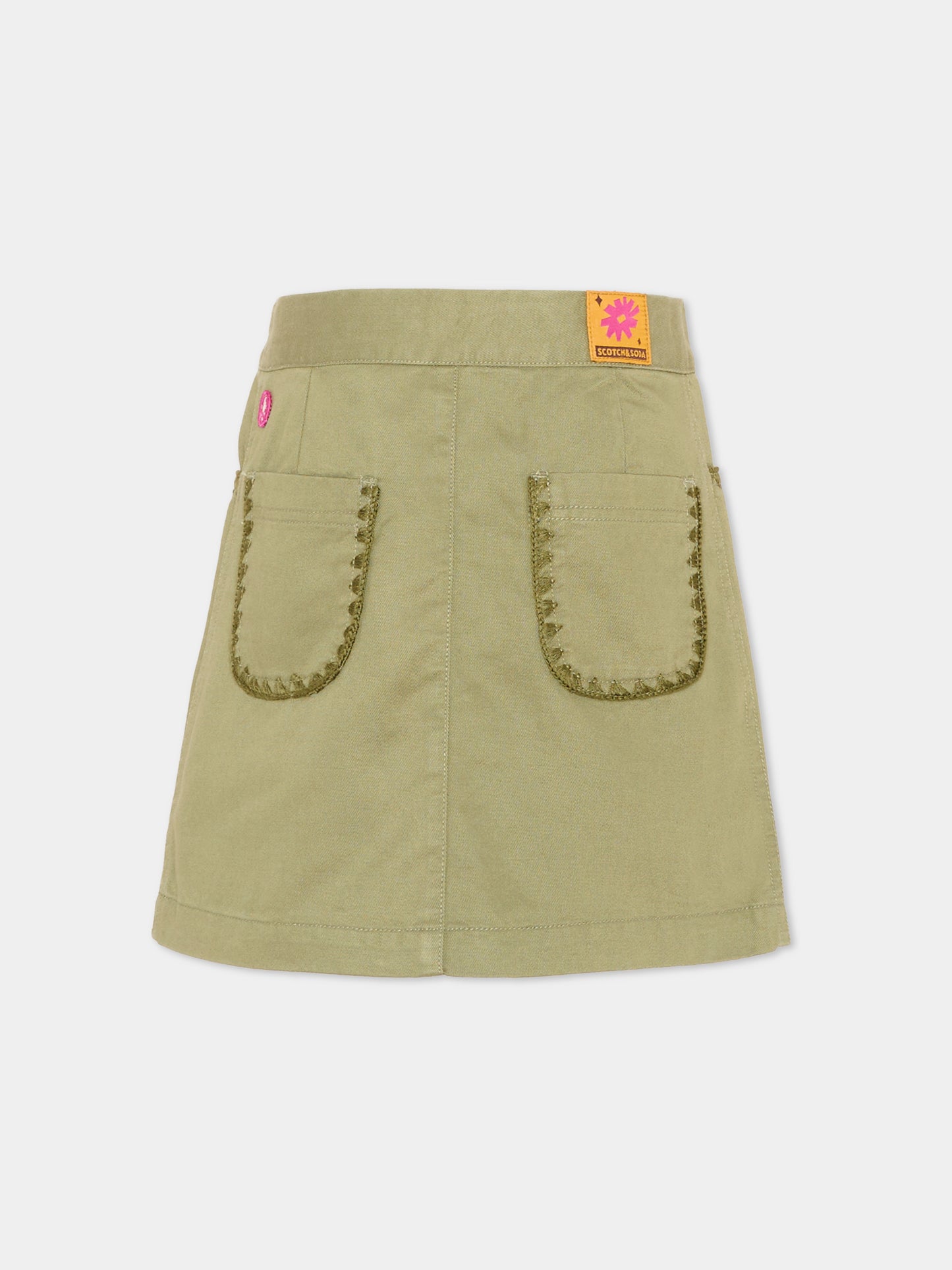 Gonna verde per bambina con tasche,Scotch&soda,182038 300