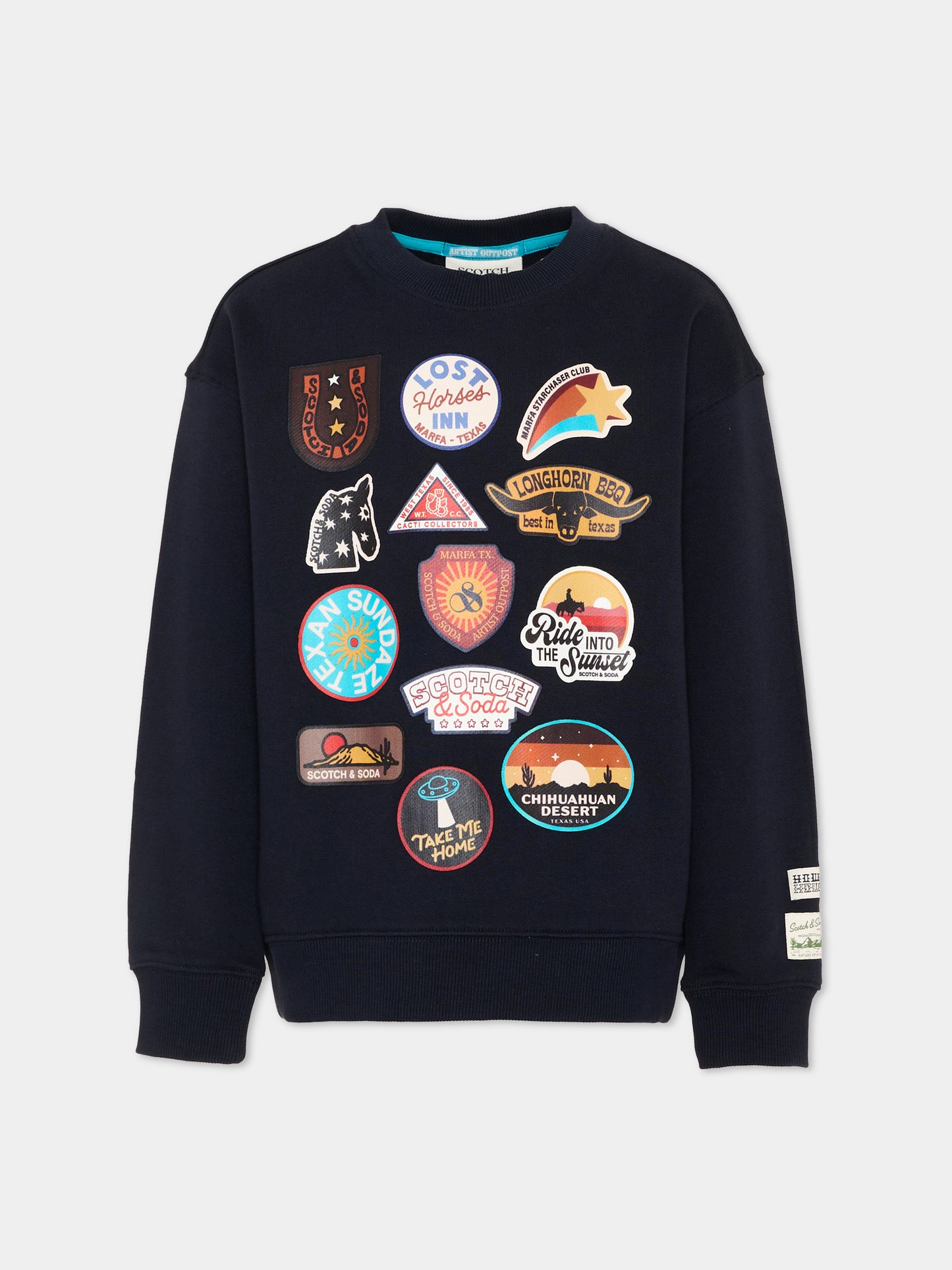 Felpa blu per bambino con patch,Scotch&soda,183025 401