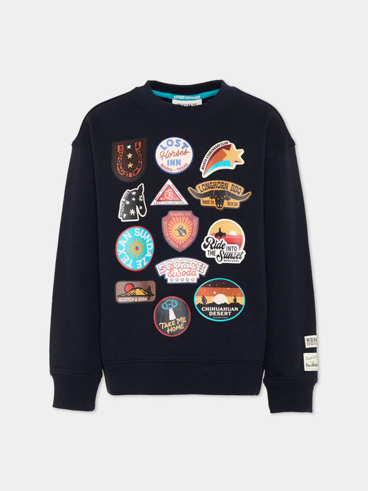 Felpa blu per bambino con patch,Scotch&soda,183025 401