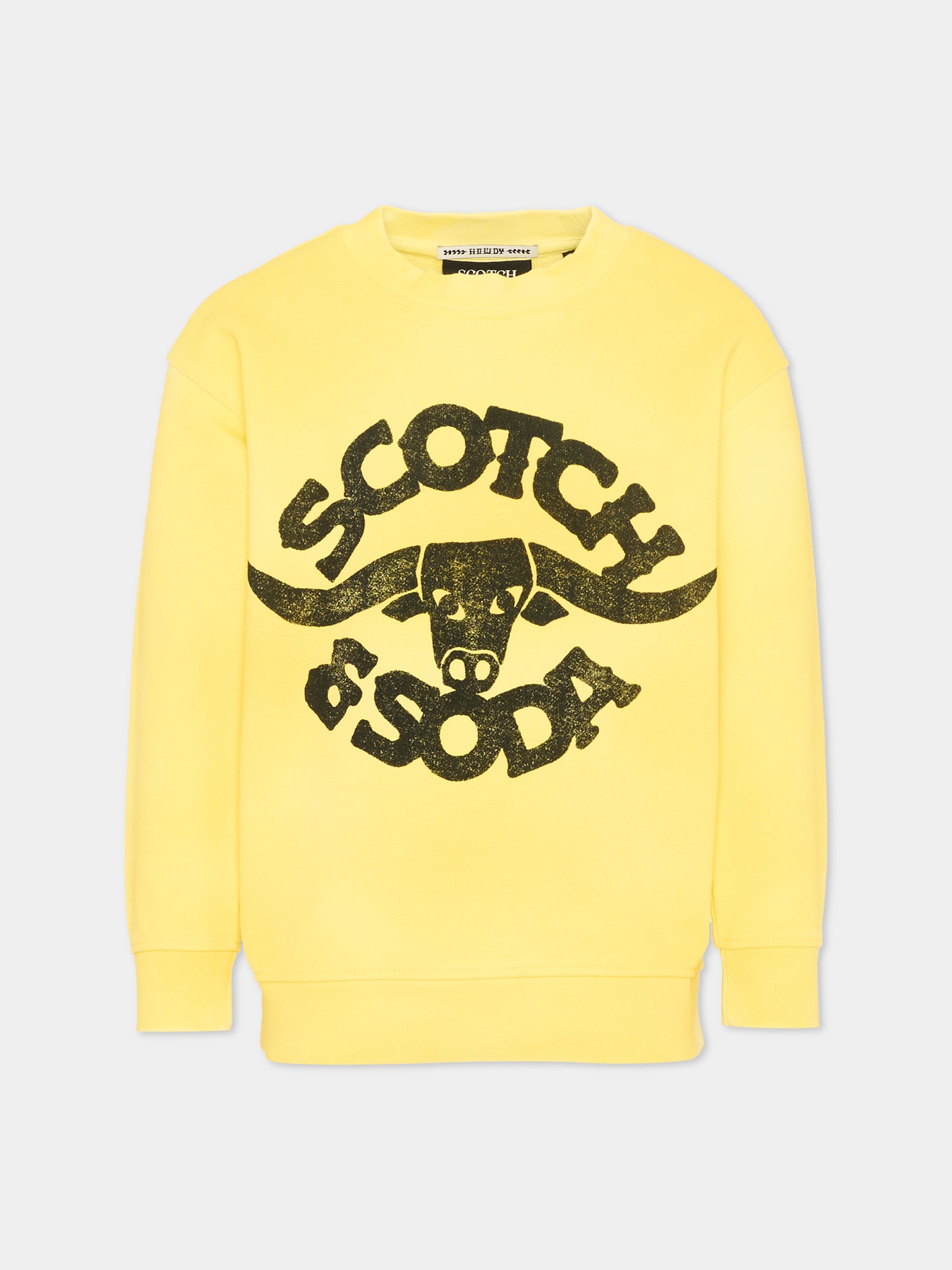 Felpa gialla con logo per bambino,Scotch&soda,183105 720
