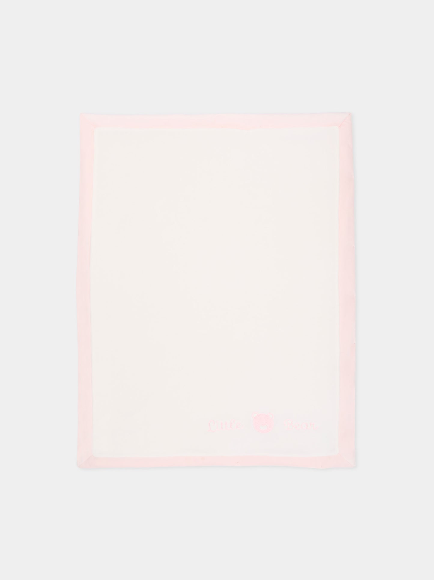 Coperta rosa per neonata con logo,Little Bear,4052 LATTE/ROSA
