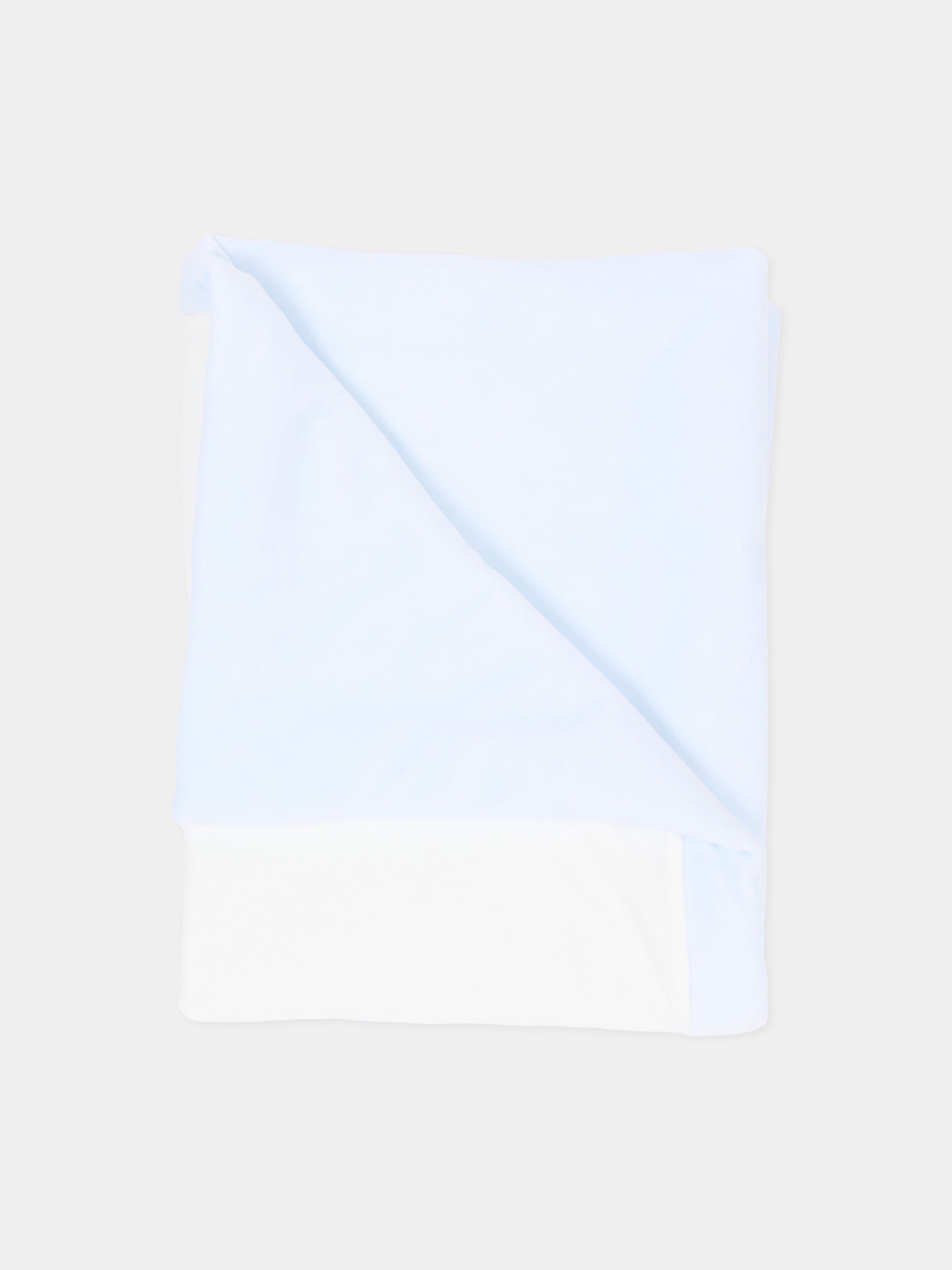 Coperta celeste per neonato con logo,Little Bear,4052 LATTE/CIELO