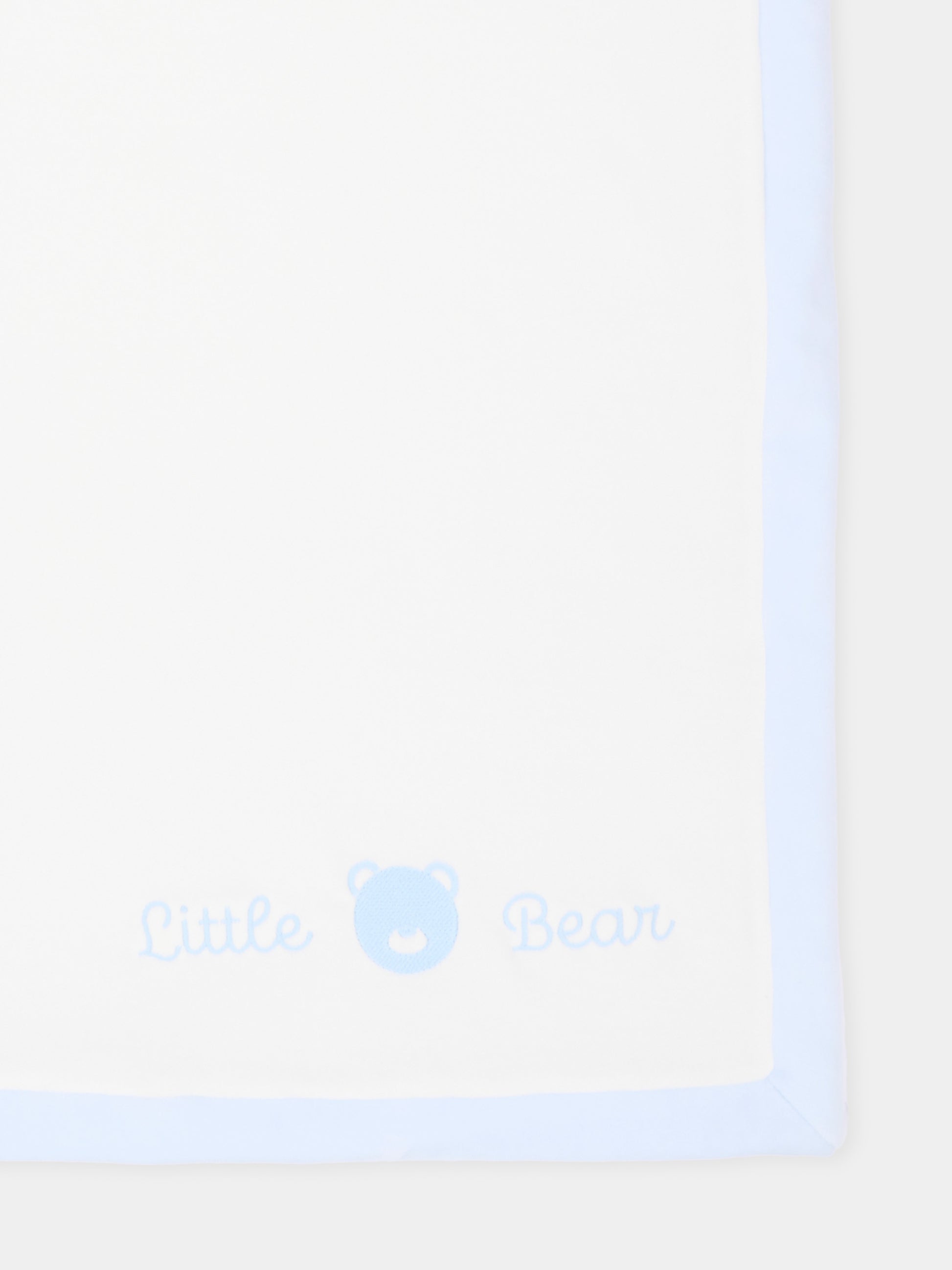 Coperta celeste per neonato con logo,Little Bear,4052 LATTE/CIELO