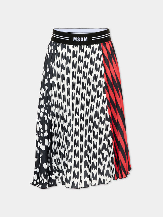 Gonna multicolor per bambina con monogram,Msgm Kids,F5MSJGSK263 140