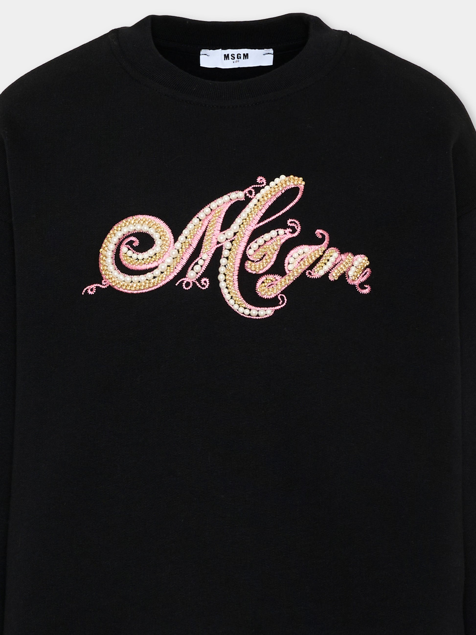 Felpa nera per bambina con logo,Msgm Kids,F5MSJGSW151 110