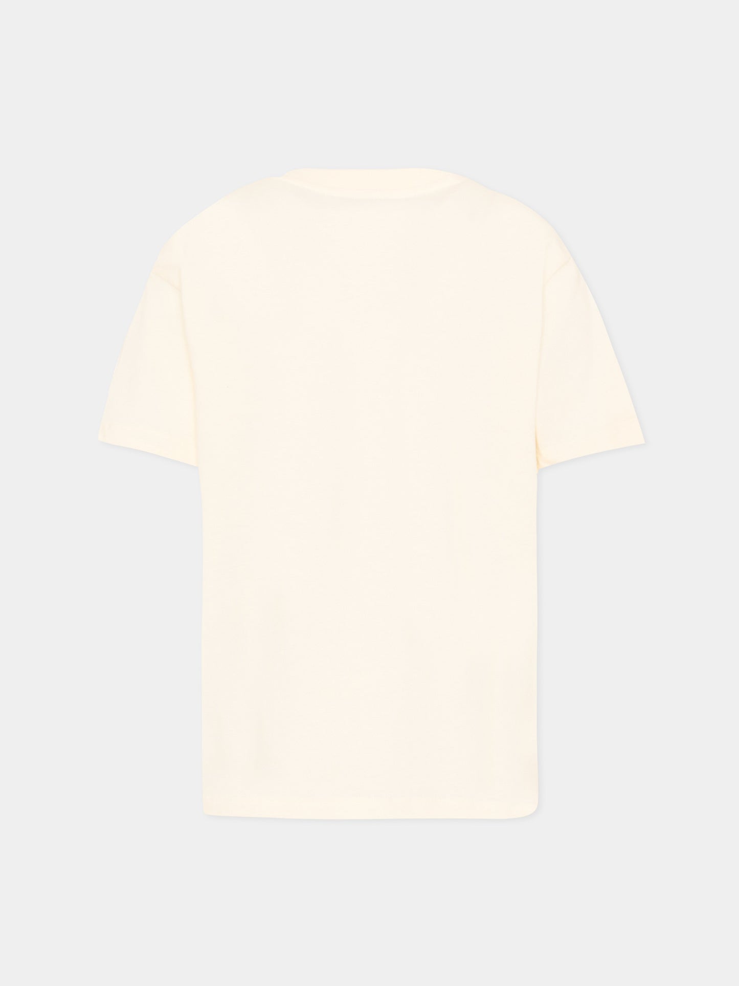 T-shirt avorio per bambini con logo,Msgm Kids,F5MSJUTH011 013