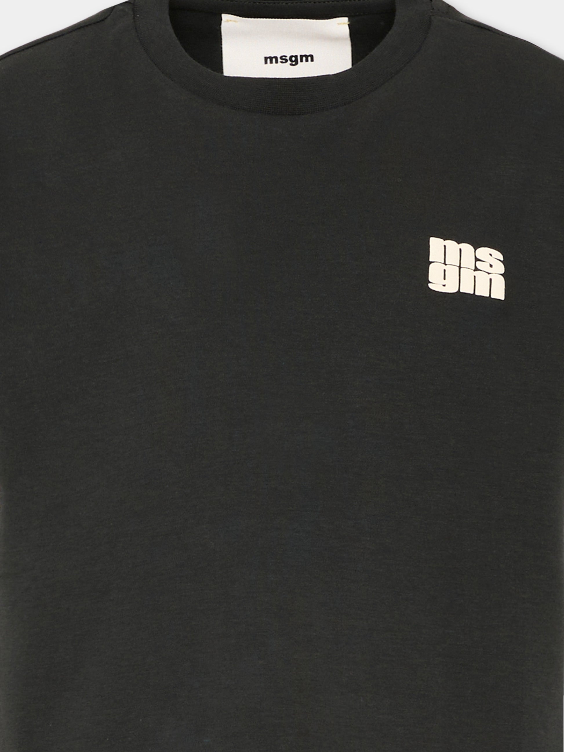 T-Shirt nera per bambini con logo,Msgm Kids,F5MSJUTH055 MS040