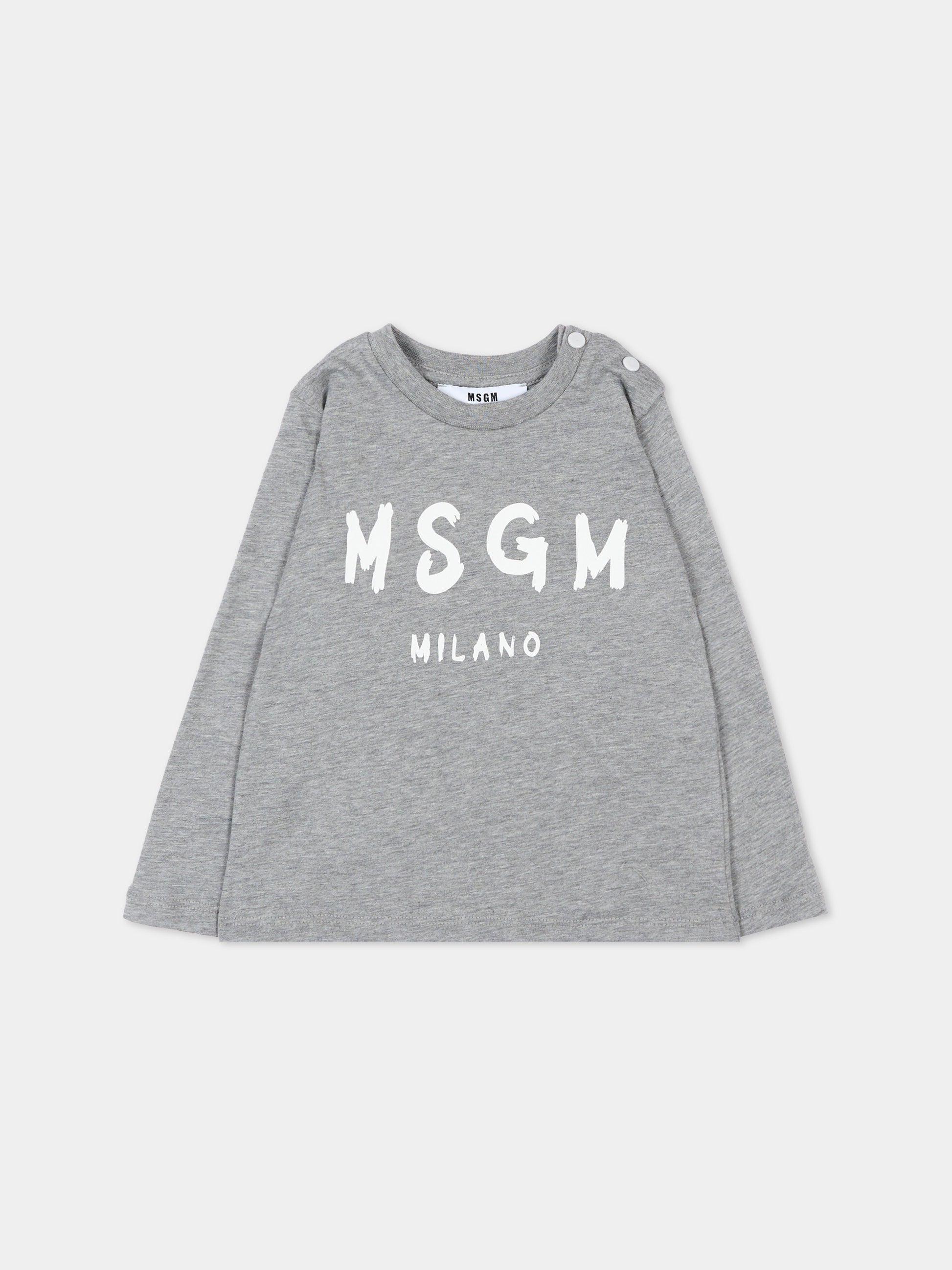 T-Shirt grigia per neonati con logo,Msgm Kids,F5MSUNTH283 104