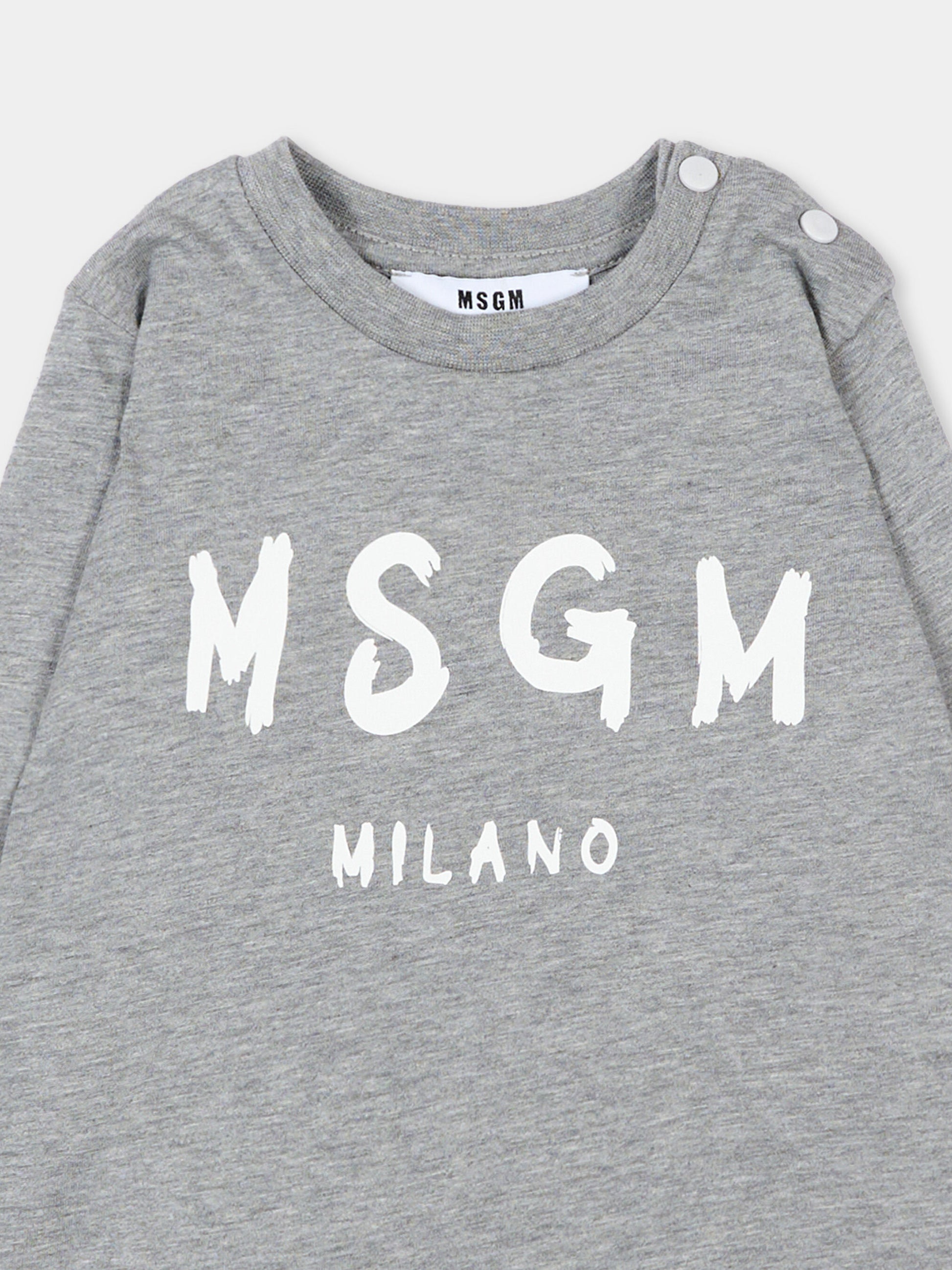 T-Shirt grigia per neonati con logo,Msgm Kids,F5MSUNTH283 104