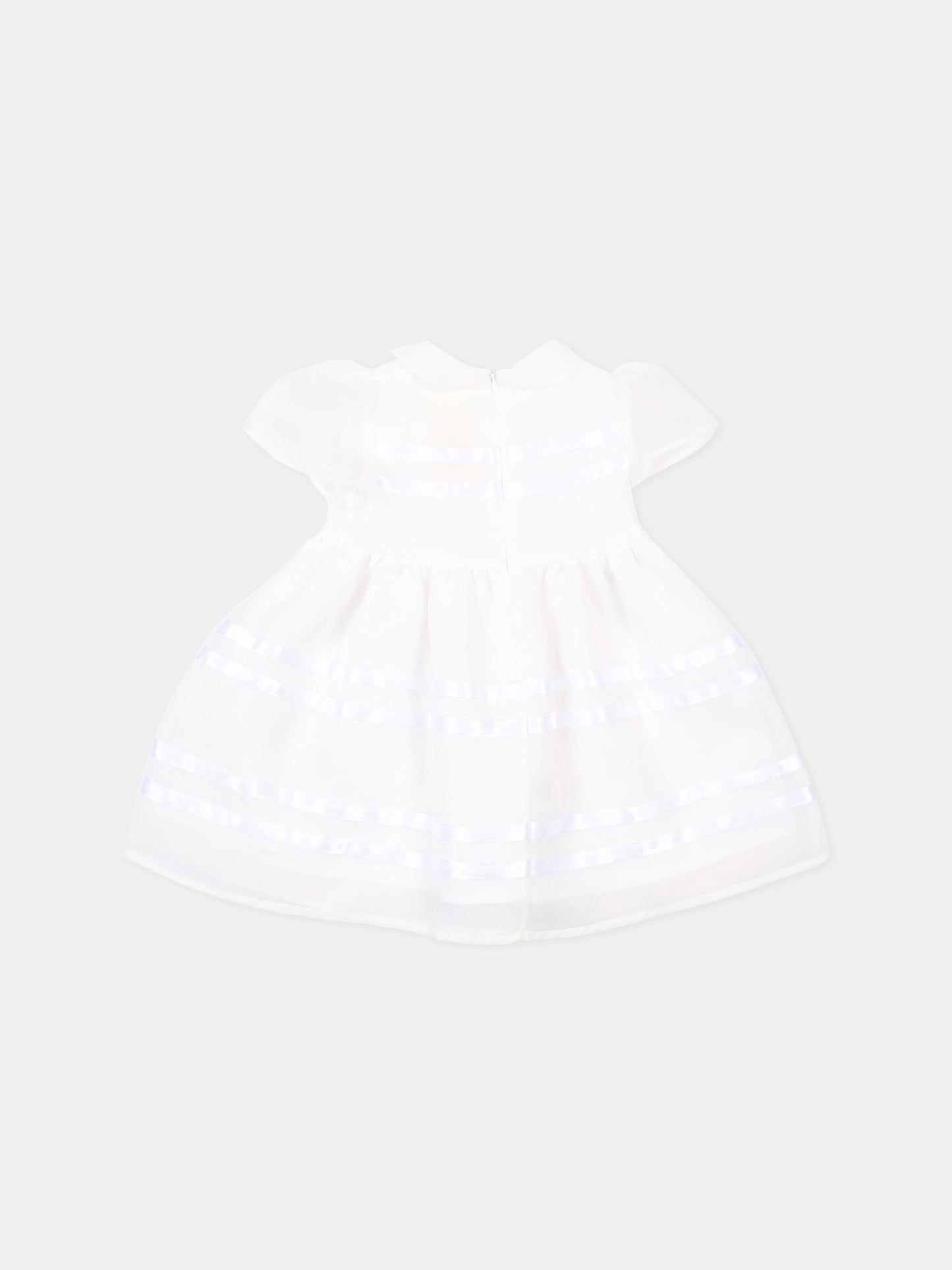 Abito bianco per neonata con nastri,Simonetta,SZ1011 O0075 100