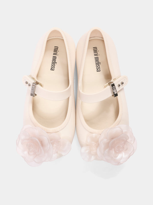 Ballerine beige per bambina con fiore,Mini Melissa,S-37823-BO979