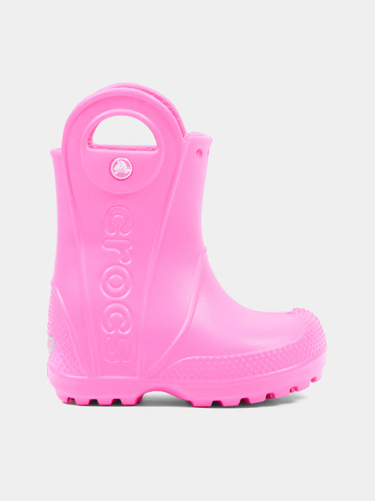Stivali da pioggia fucsia per bambina,Crocs,211056 PKCR