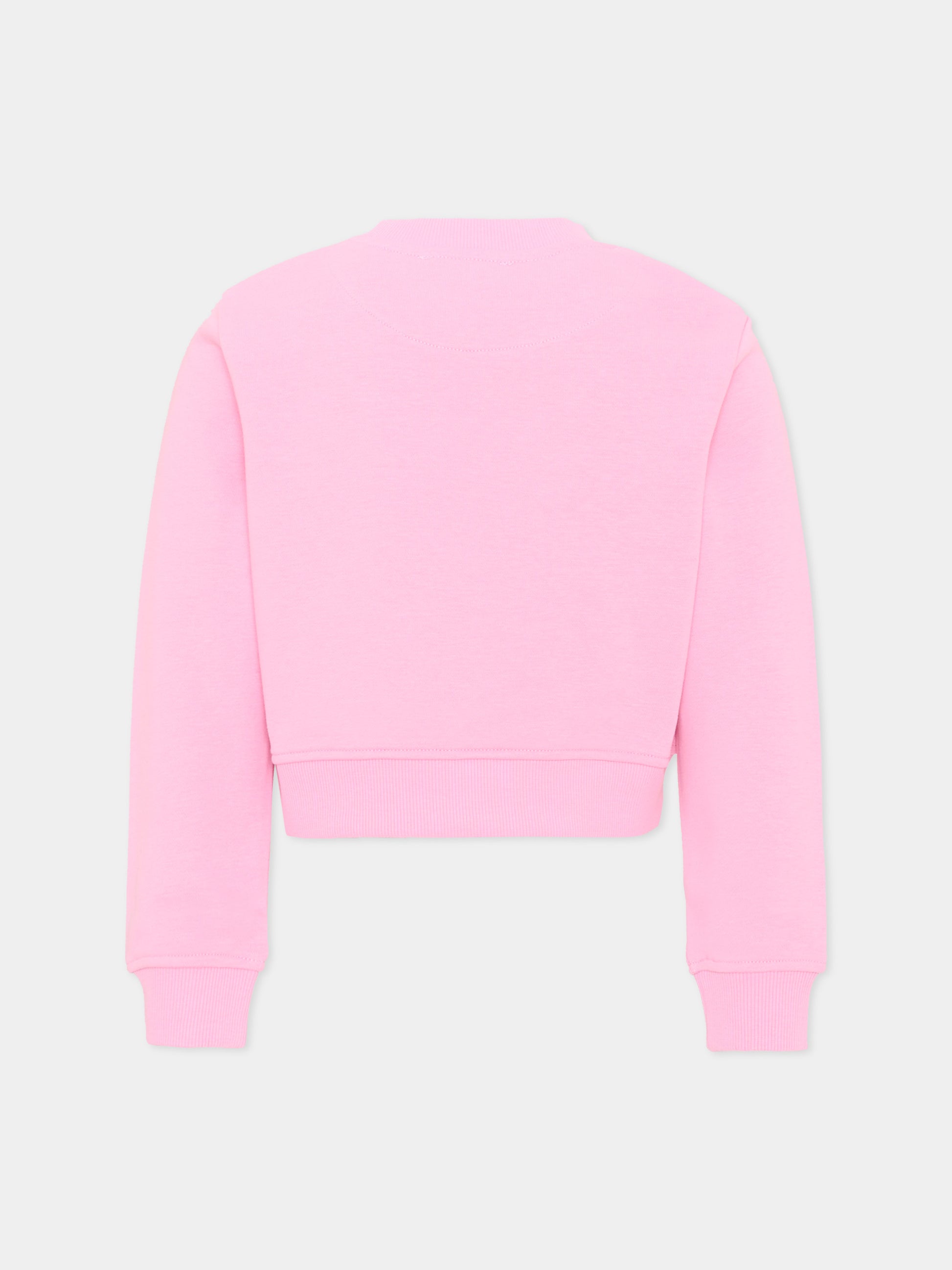 Felpa rosa per bambina con logo,Richmond,RGA26085FE PINK_BEG. PINK BEGONIA