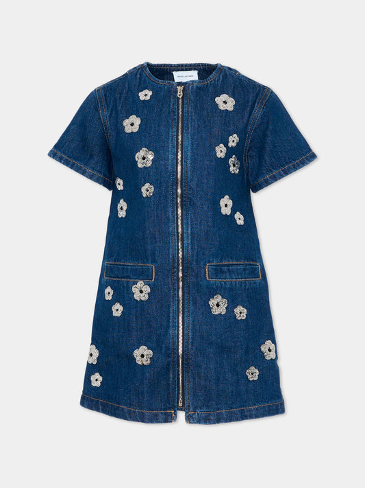 Vestito denim per bambina con fiori,Marc Jacobs,W60720 Z10