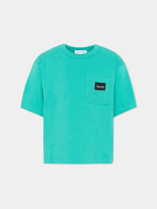 T-Shirt verde per bambino con logo,Marc Jacobs,W60760 73D