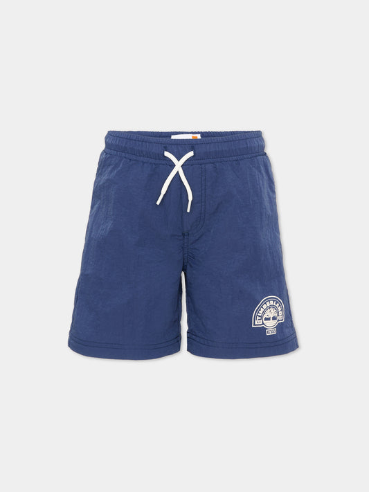 Boxer mare blu per bambino con logo,Timberland,T60830 805