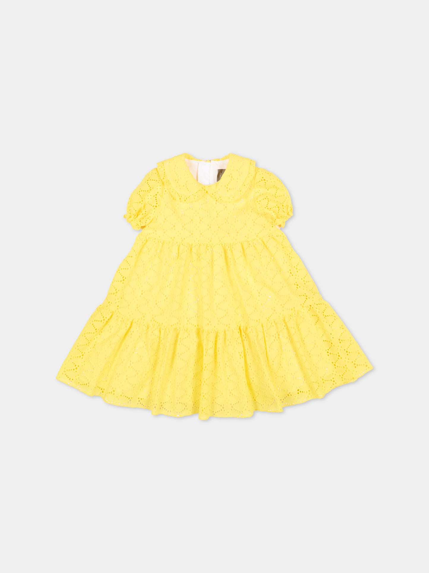 Abito giallo sangallo per neonata,Little Bear,3237 GIALLO