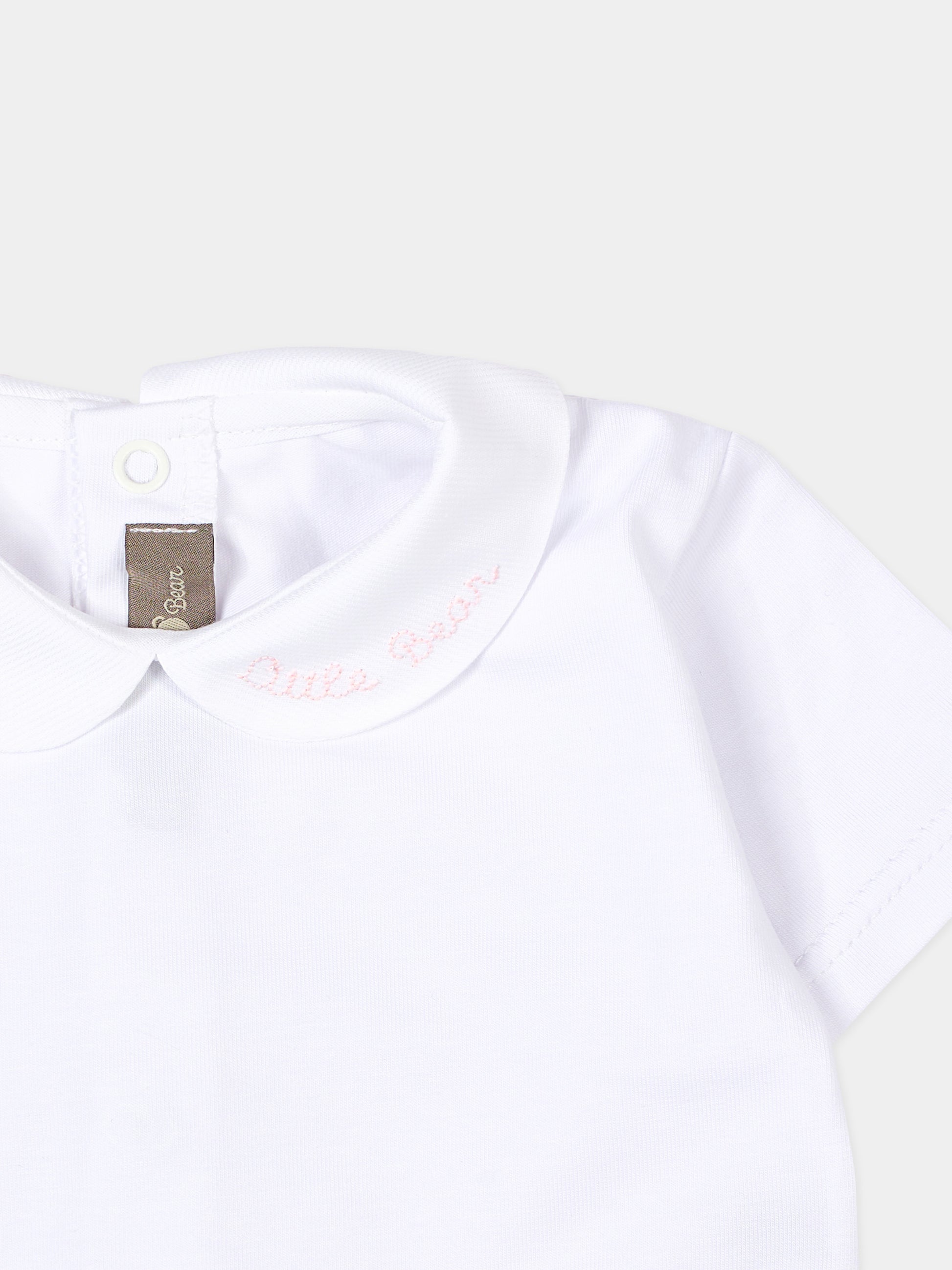Body bianco per neonata con colletto,Little Bear,8020 BCO/ROSA