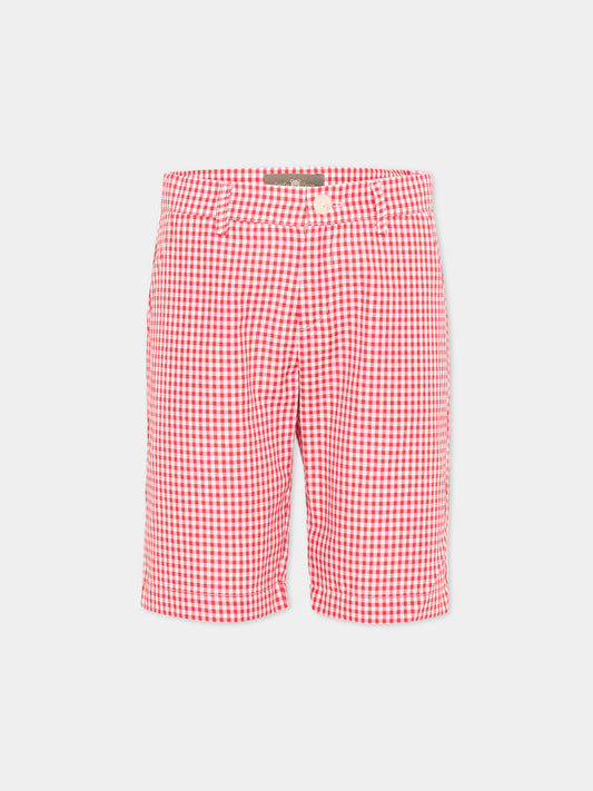 Pantaloni rossi vichy per bambini,Little Bear,3221 BCO/ROSSO