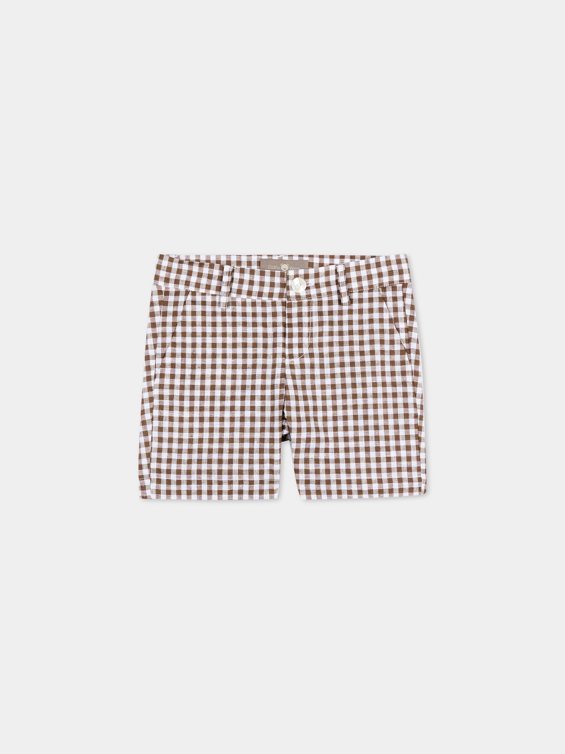 Pantaloni marroni per neonati vichy,Little Bear,3218 BCO/CACAO