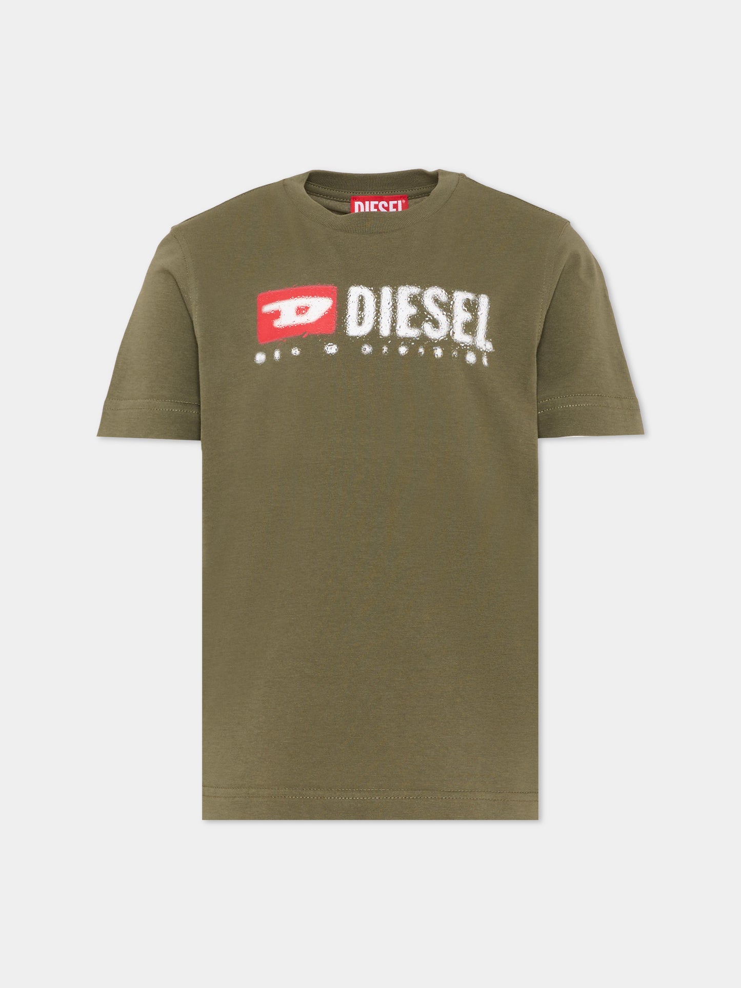 T-shirt verde Diesel per bambini con logo,Diesel,J02475 00YI9 K511