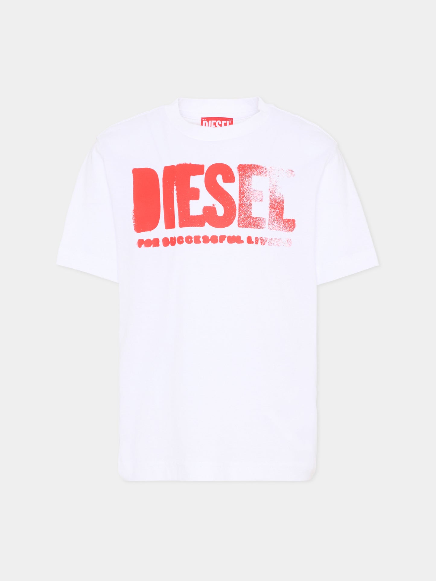 T-Shirt bianca Diesel per bambino con logo,Diesel,J02587 0GRAI K100