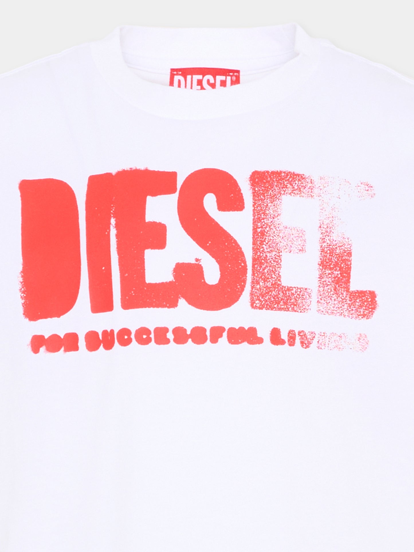 T-Shirt bianca Diesel per bambino con logo,Diesel,J02587 0GRAI K100