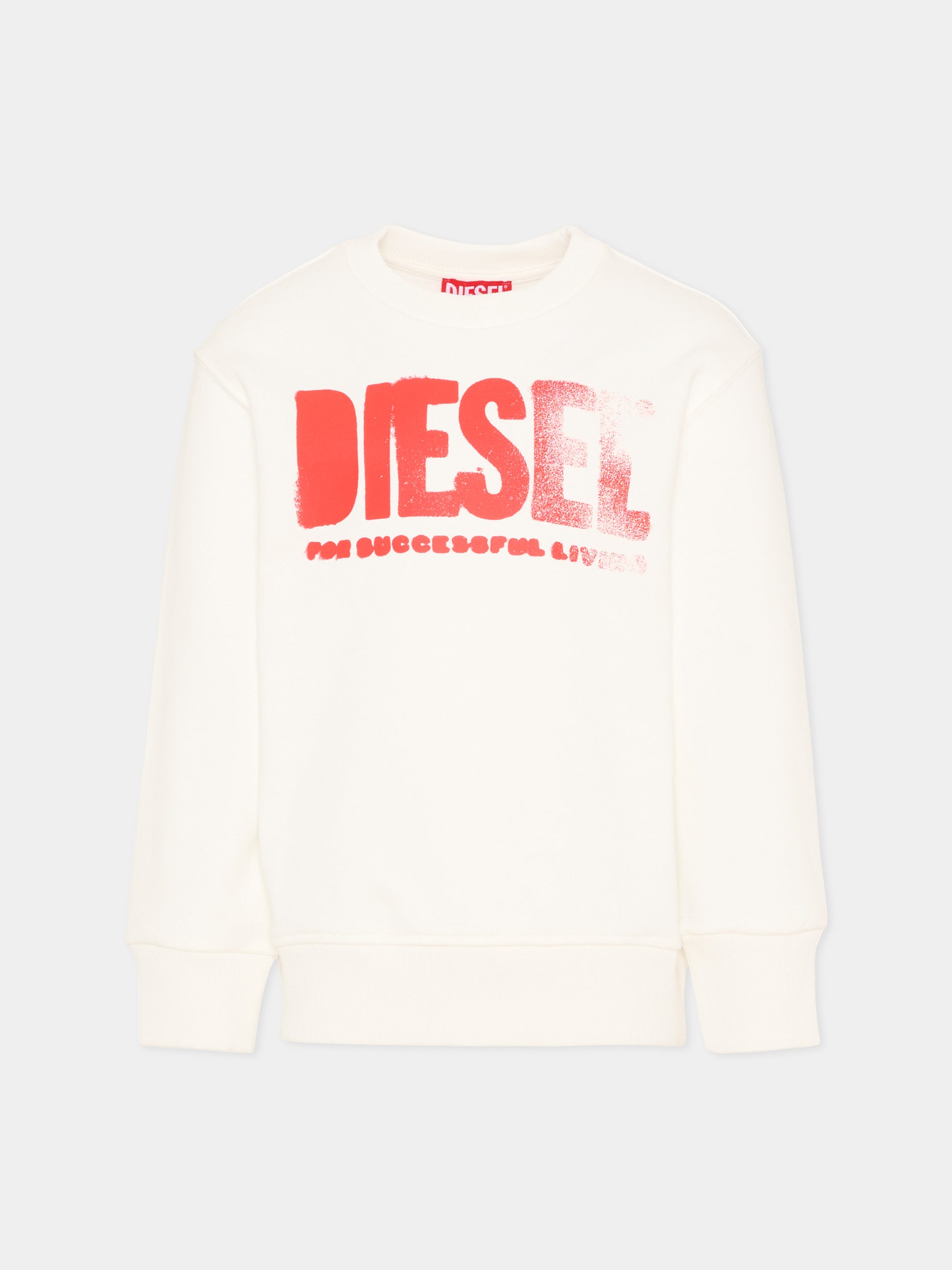 Felpa bianca Diesel per bambino con logo,Diesel,J02619 0GEAD K141