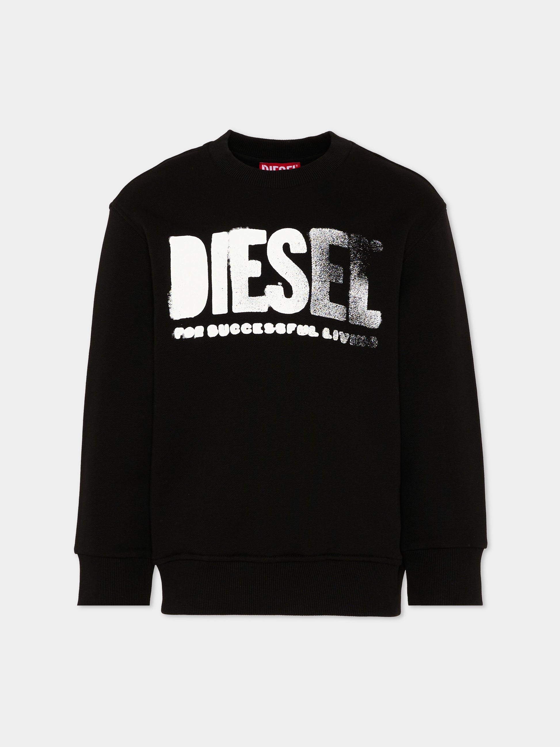Felpa nera Diesel per bambino con logo,Diesel,J02619 0GEAD K900
