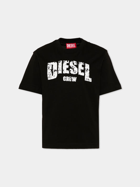 T-Shirt nera Diesel per bambini,Diesel,J02868 KYA1M K900