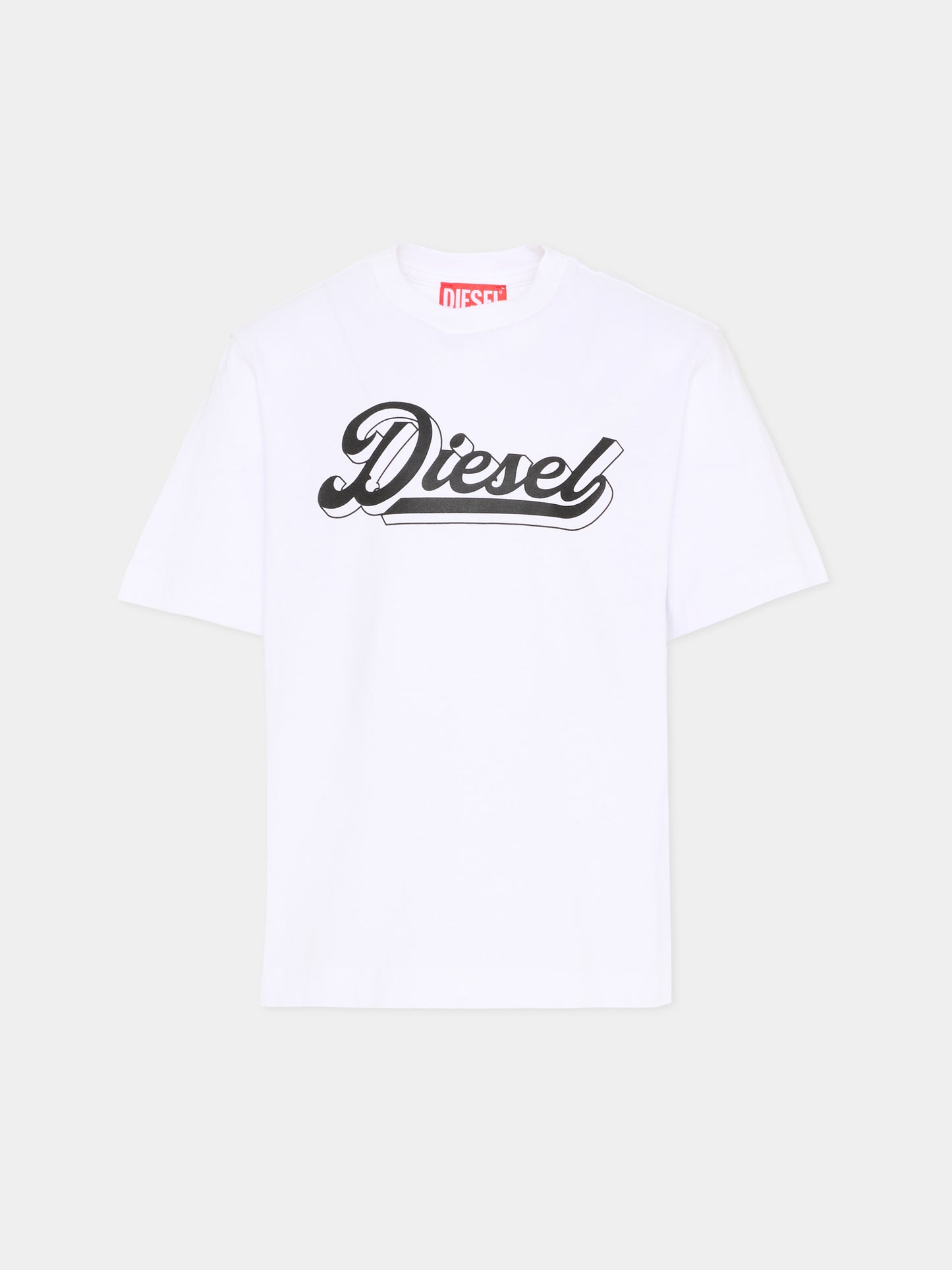 T-Shirt bianca Diesel per bambini logo,Diesel,J02869 KYA1M K100