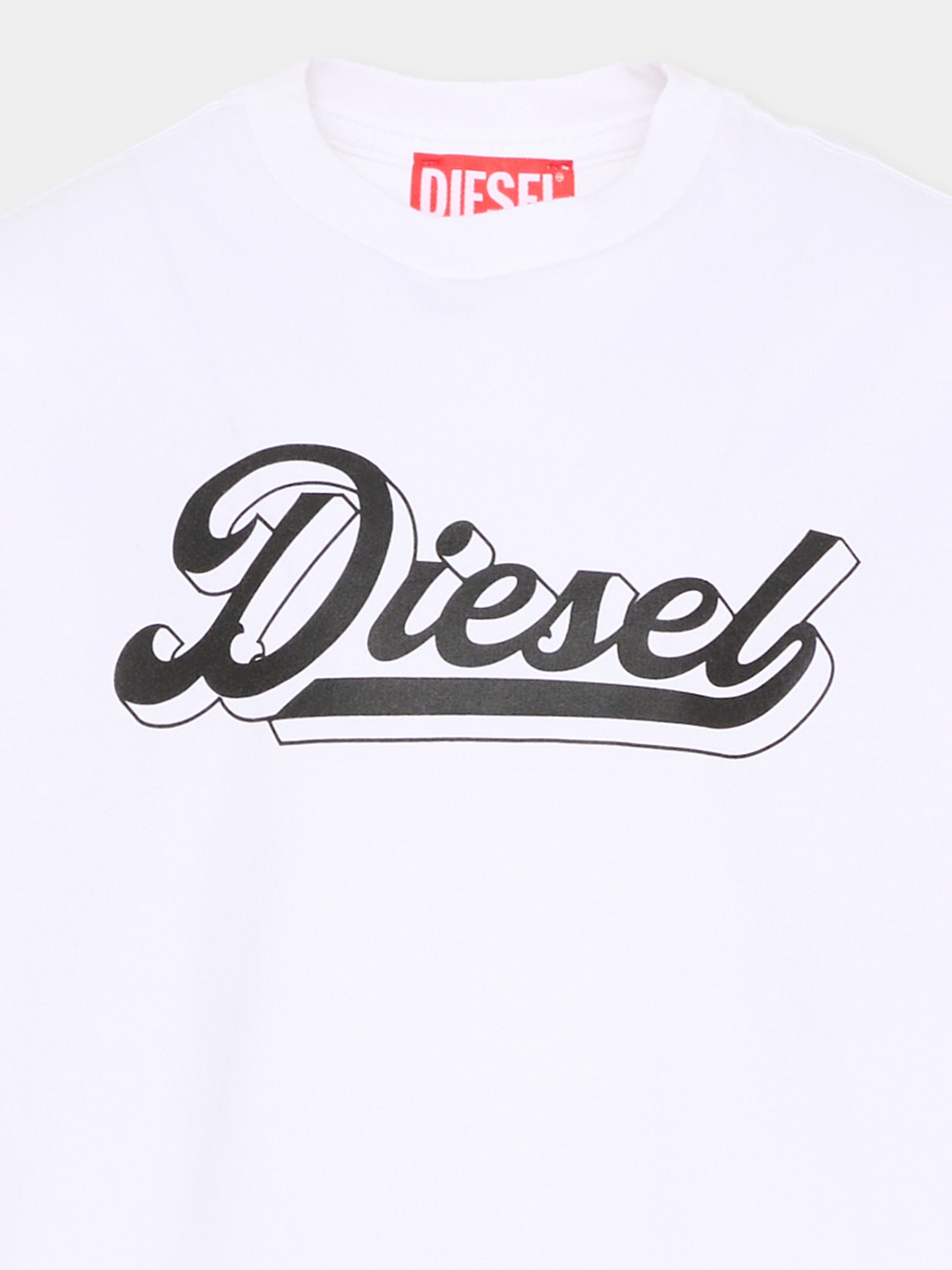 T-Shirt bianca Diesel per bambini logo,Diesel,J02869 KYA1M K100