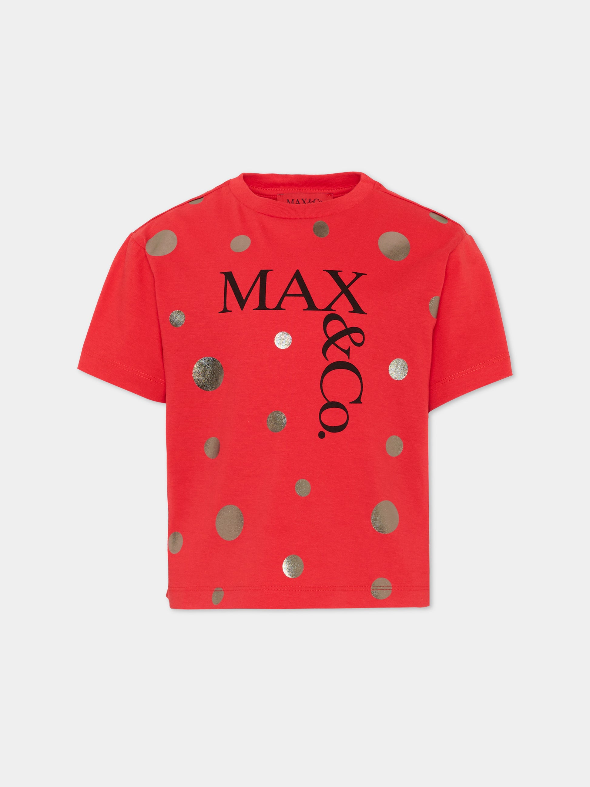 T-Shirt rossa per bambina con logo,Max&co,MX0289 MX057 MX400