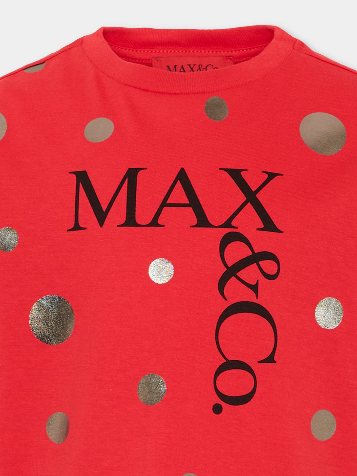 T-Shirt rossa per bambina con logo,Max&co,MX0289 MX057 MX400