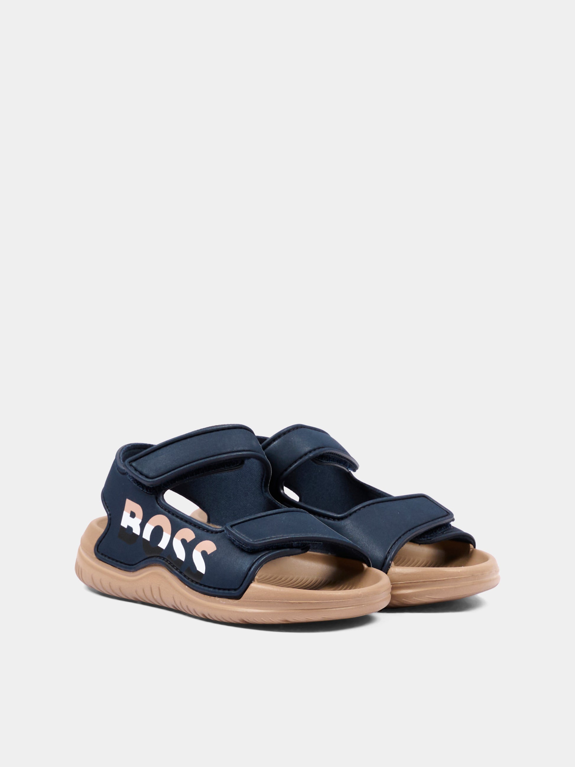 Sandali blu per bambino con logo,Boss,J52821 849