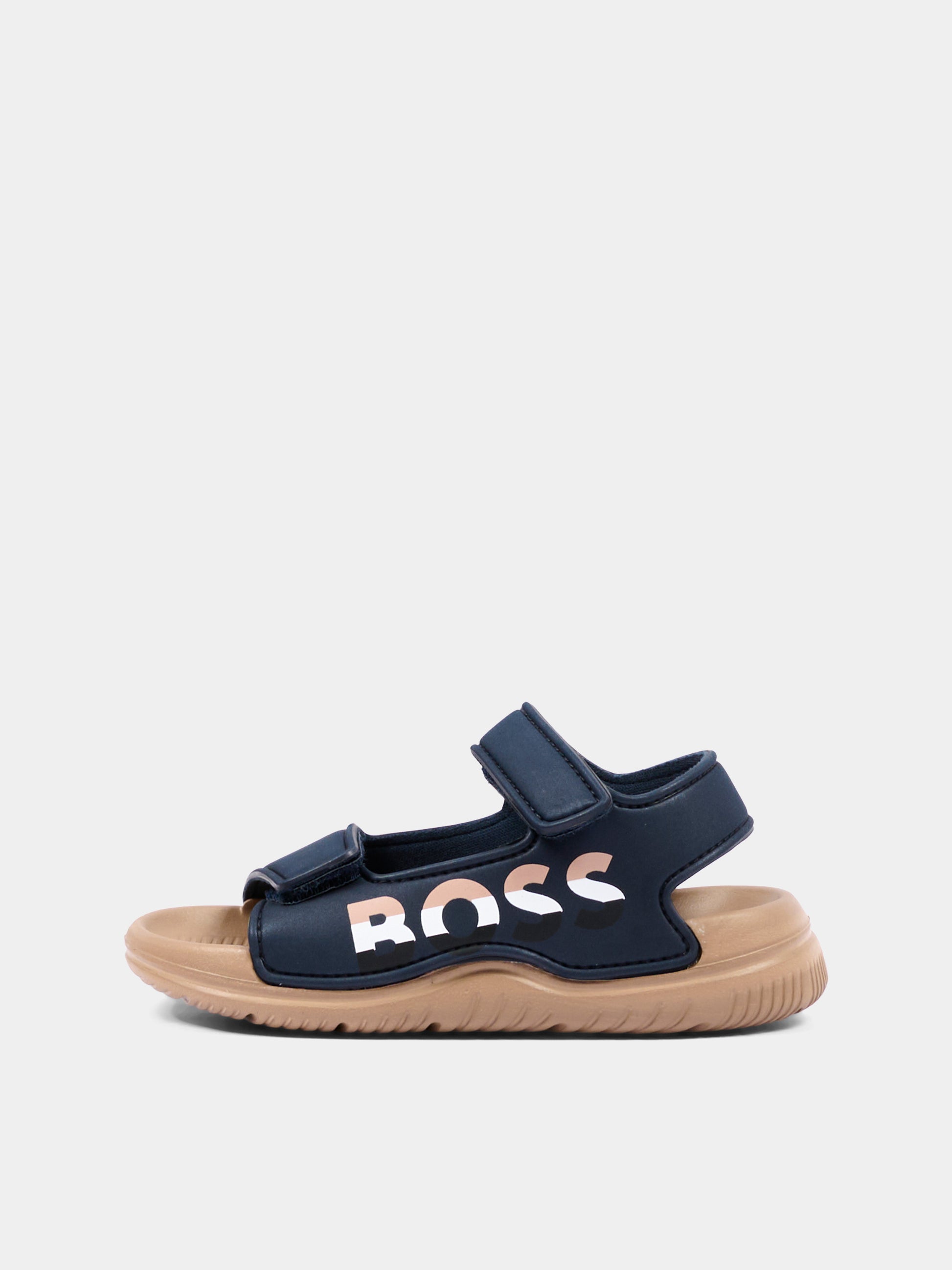 Sandali blu per bambino con logo,Boss,J52821 849