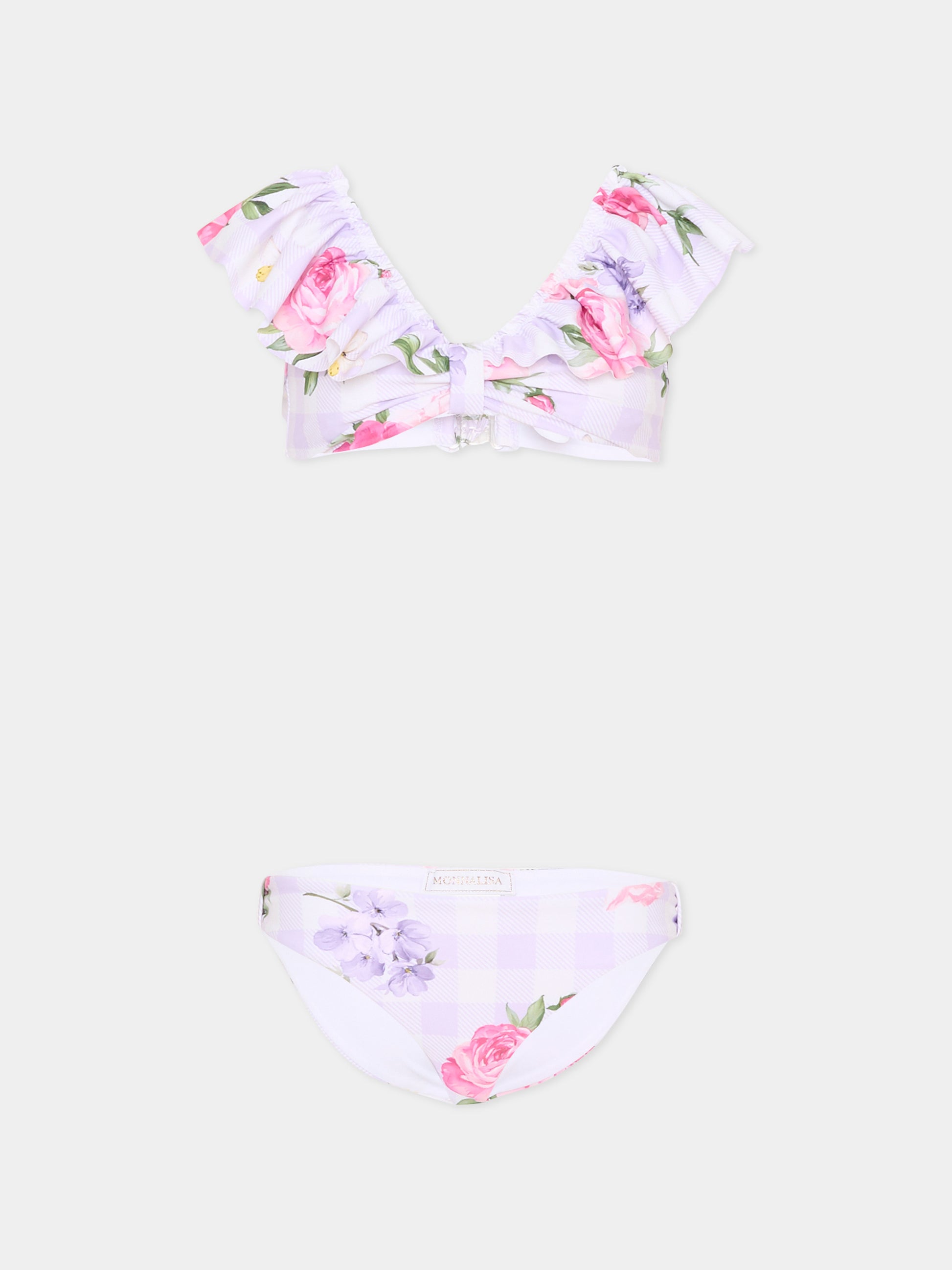 Slip e bikini lilla floreale per bambina,Monnalisa,19G002 7052 0065