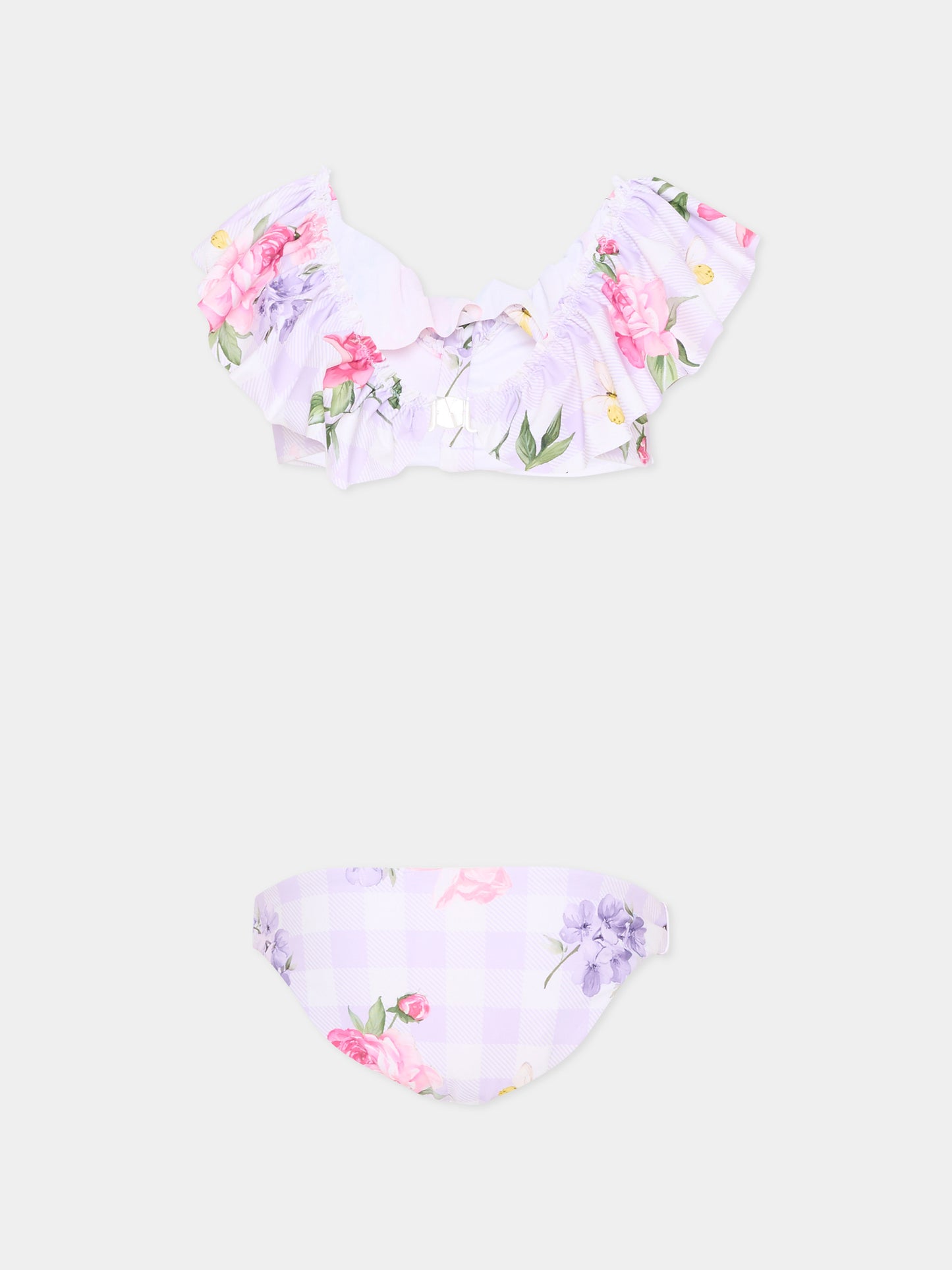 Slip e bikini lilla floreale per bambina,Monnalisa,19G002 7052 0065