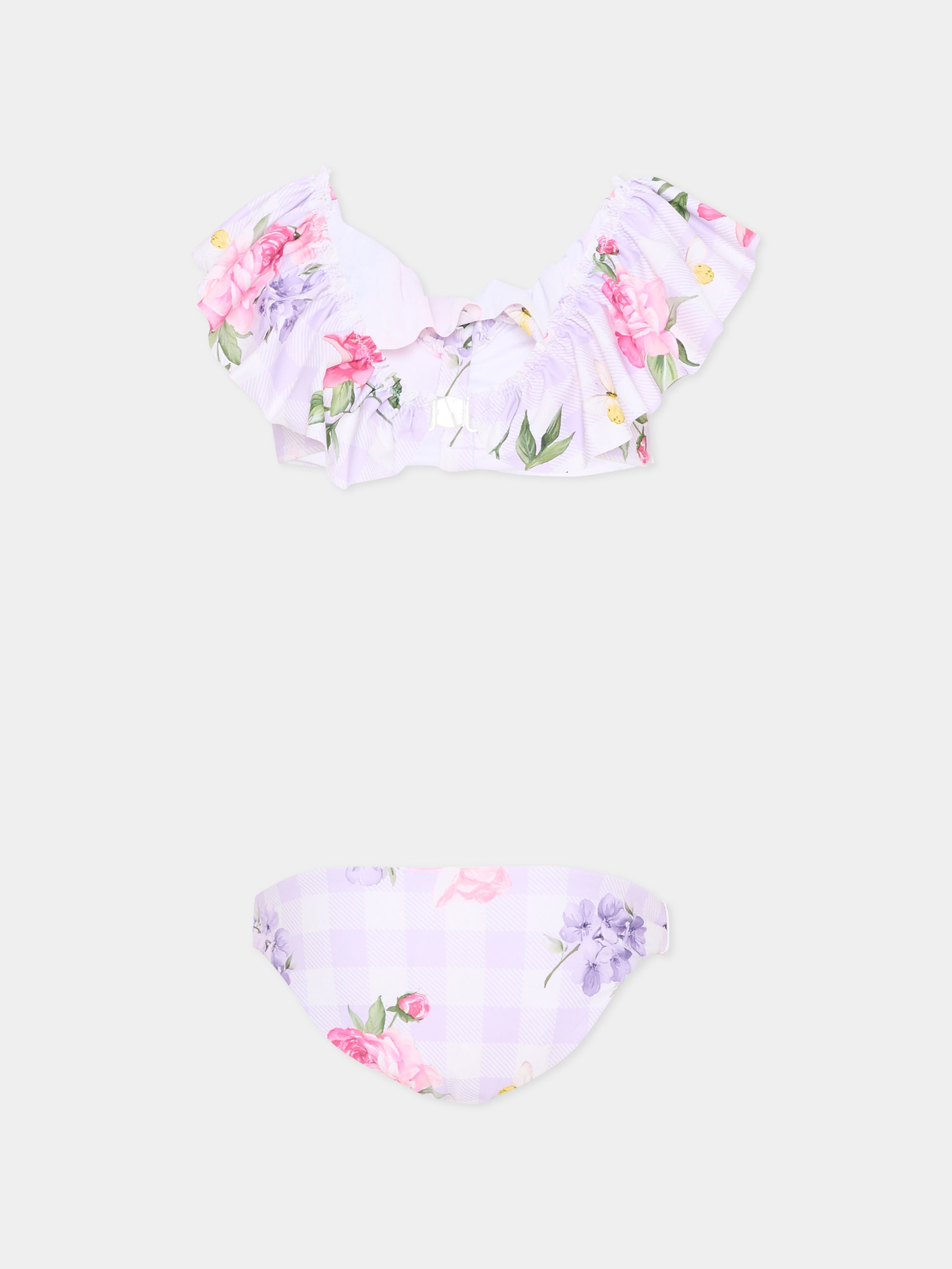 Slip e bikini lilla floreale per bambina,Monnalisa,19G002 7052 0065