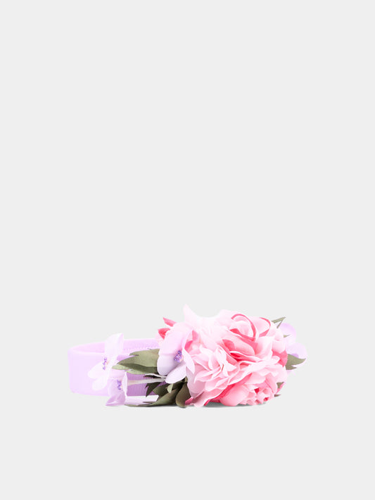Cerchietto lilla con fiori per bambina,Monnalisa,19G010 7067 0065