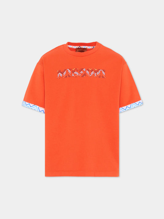 T-shirt rossa per bambino con logo,Missoni,MY8P11 Z3672 426