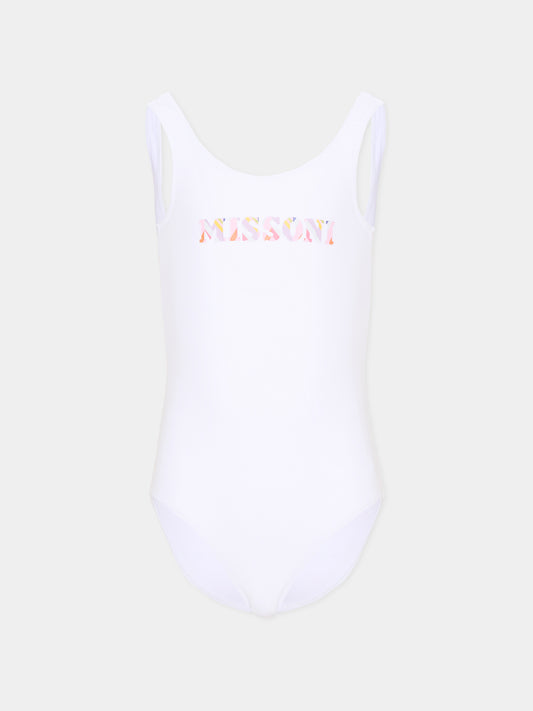 Costume intero bianco per bambina,Missoni,MYCA69 Z0559 100