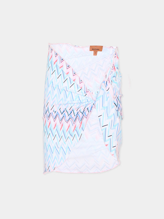 Copricostume celeste chevron per bambina,Missoni,MYCB09 Z3724 600RS
