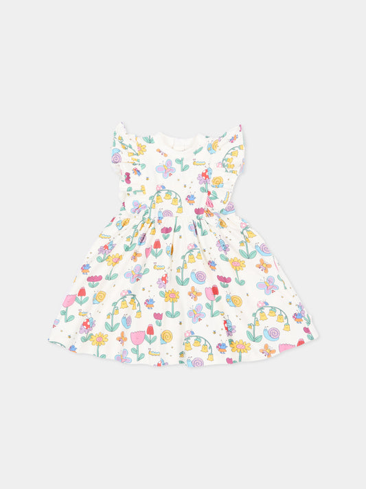 Vestito avorio per neonata con stampa,Stella Mccartney Kids,TY1011 Z3574 101MC