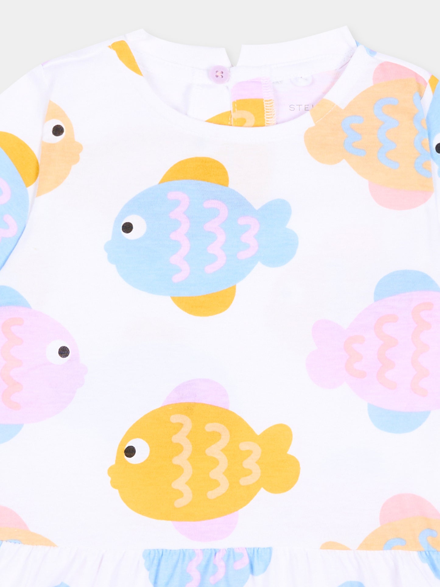 Vestito bianco per neonata con pesci,Stella Mccartney Kids,TY1081 Z3573 100MC