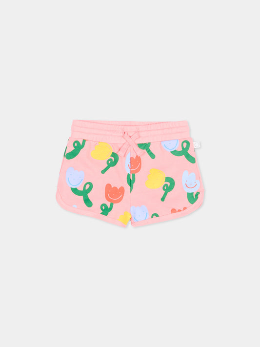 Shorts rosa per neonata con fiori,Stella Mccartney Kids,TY6109 Z3559 509MC
