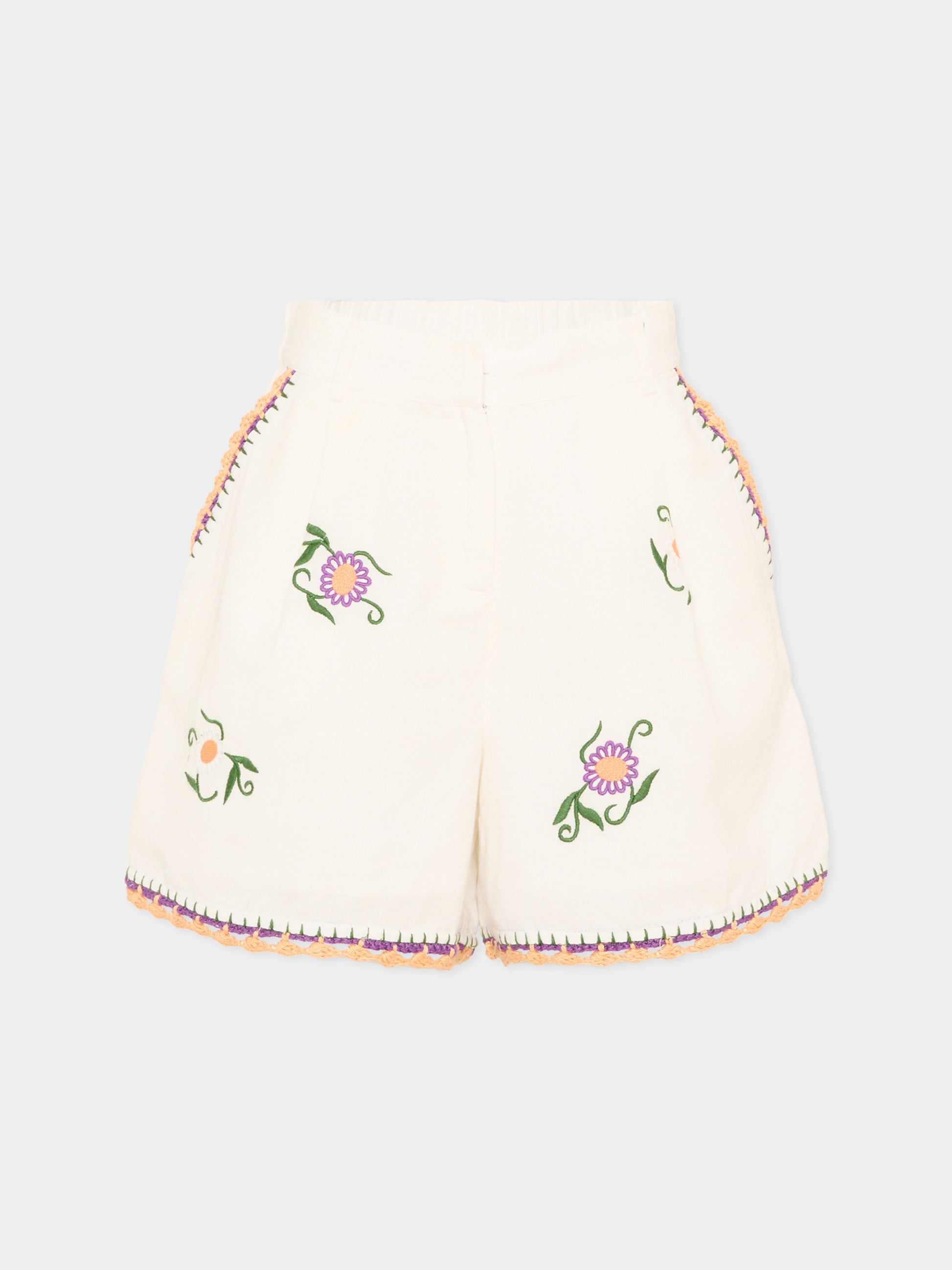 Shorts avorio per bambina con ricami,Stella Mccartney Kids,TY6E19 Z0138 101